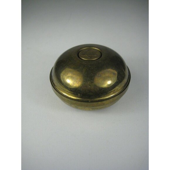 Brass Travel Jewish Candle Holder Star Of David Compact Round Lid Israel - Picture 8 of 13